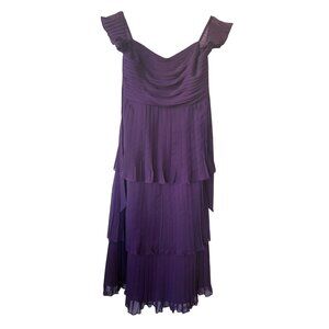 JJ's House Junior Bridesmaid Dress Size 14-16 Tiered Ruffle Chiffon Grape Purple